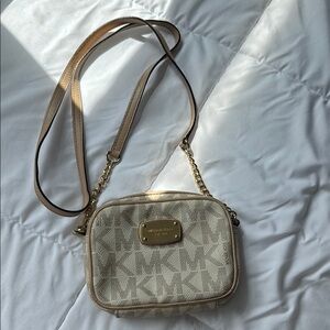 Michael Kors Cream and Gold Crossbody Bag